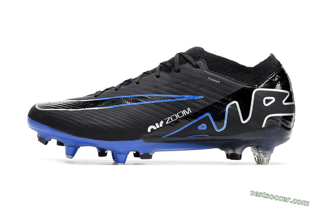 Nike Air Zoom Mercurial Vapor 15 Elite SG Low-Tops Soccer Cleats - Black/Blue/White 2