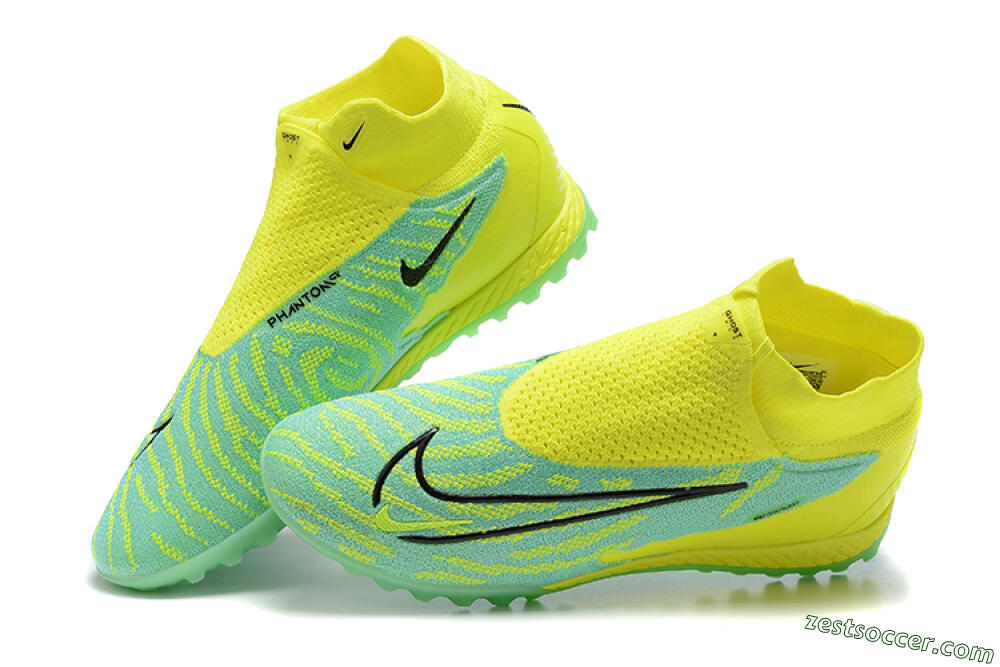 Nike Phantom GX Elite DF TF High-Tops Soccer Shoes - Blue/Black/Yellow 5