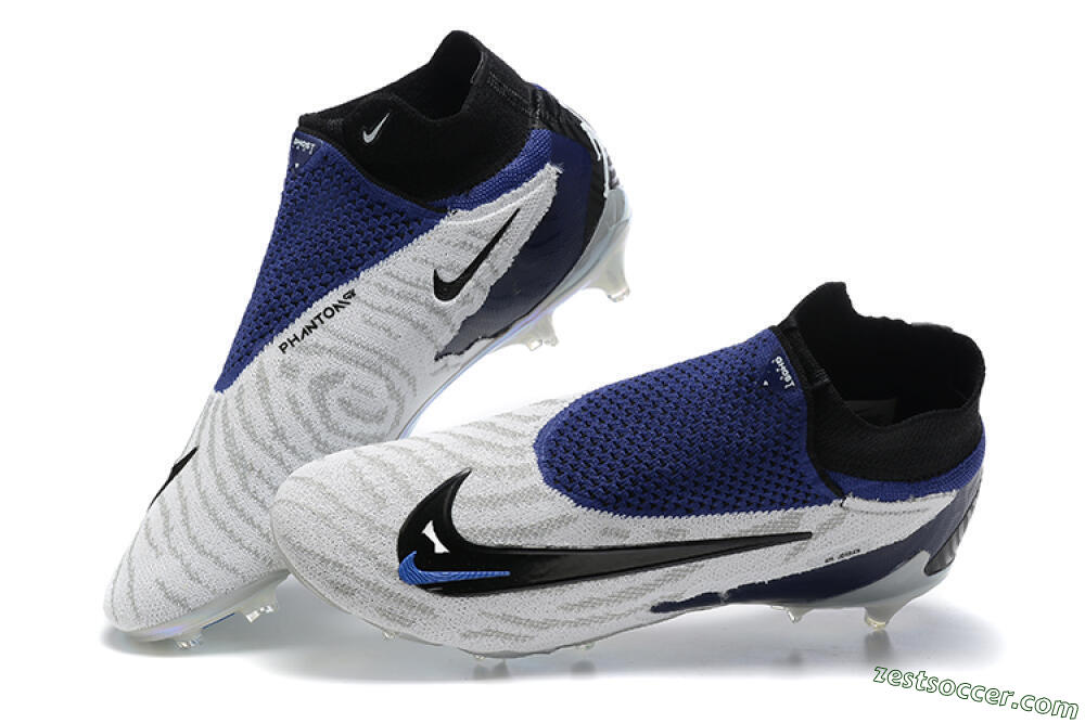 Nike Phantom GX Elite DF FG High-Tops Soccer Cleats - White/Black/Blue 5