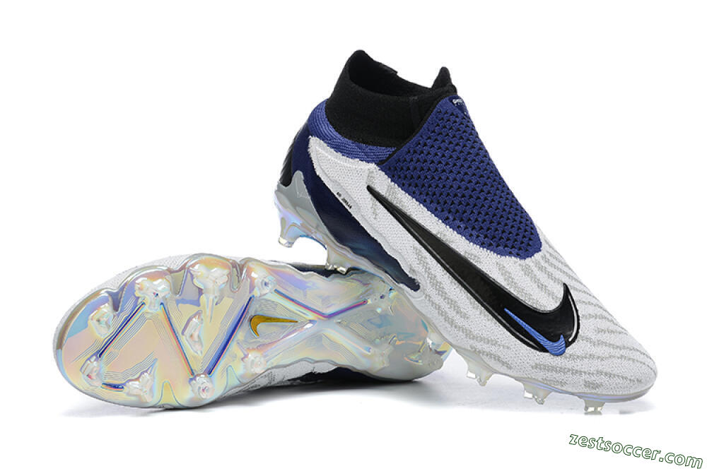 Nike Phantom GX Elite DF FG High-Tops Soccer Cleats - White/Black/Blue 4