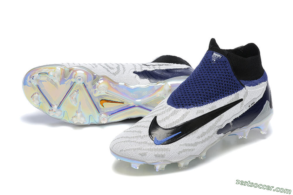 Nike Phantom GX Elite DF FG High-Tops Soccer Cleats - White/Black/Blue 3