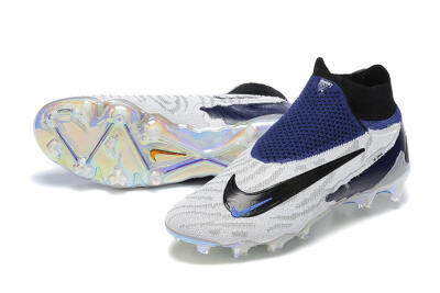 Nike Phantom GX Elite DF FG High-Tops Soccer Cleats - White/Black/Blue