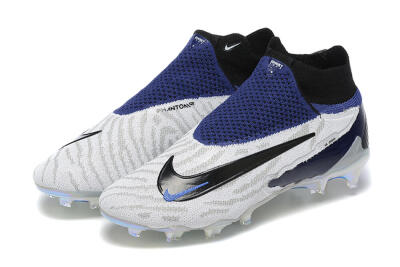 Nike Phantom GX Elite DF FG High-Tops Soccer Cleats - White/Black/Blue