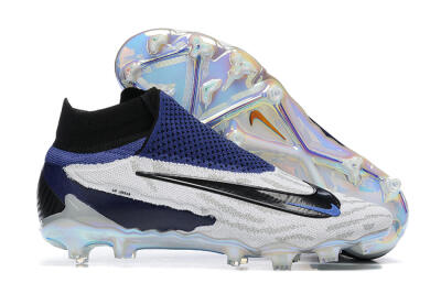 Nike Phantom GX Elite DF FG High-Tops Soccer Cleats - White/Black/Blue