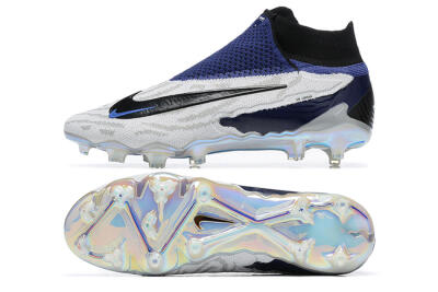Nike Phantom GX Elite DF FG High-Tops Soccer Cleats - White/Black/Blue