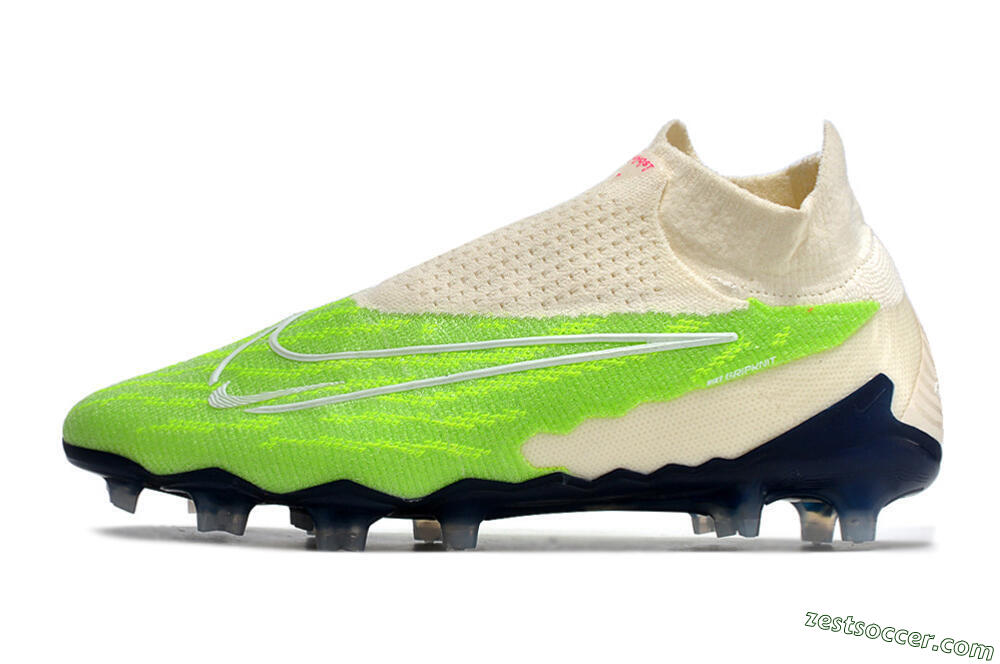Nike Phantom GX Elite DF Link FG High-Tops Soccer Cleats - Green/White/Beige 2
