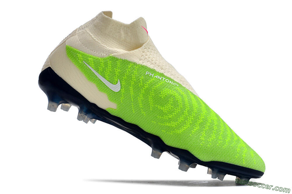 Nike Phantom GX Elite DF Link FG High-Tops Soccer Cleats - Green/White/Beige 4