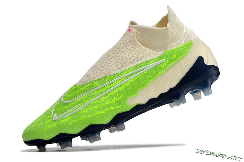 Nike Phantom GX Elite DF Link FG High-Tops Soccer Cleats - Green/White/Beige 5