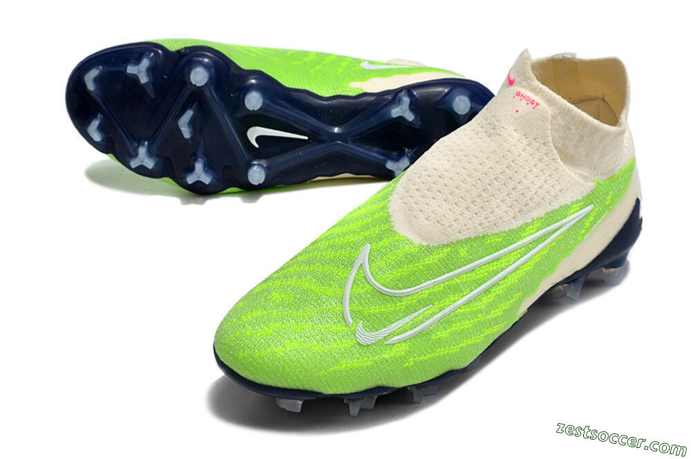 Nike Phantom GX Elite DF Link FG High-Tops Soccer Cleats - Green/White/Beige 3