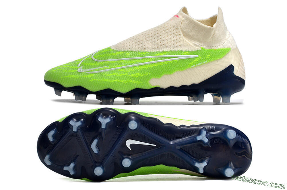 Nike Phantom GX Elite DF Link FG High-Tops Soccer Cleats - Green/White/Beige 1