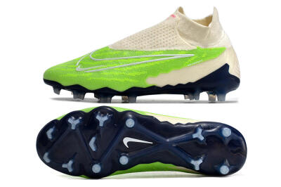 Nike Phantom GX Elite DF Link FG High-Tops Soccer Cleats - Green/White/Beige