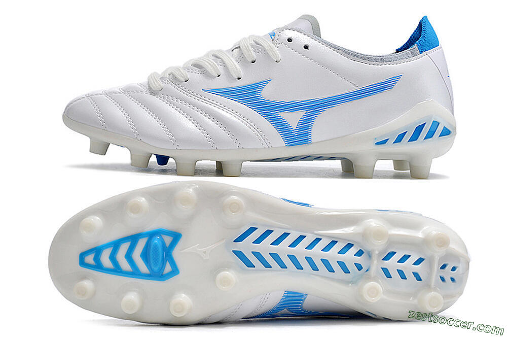 Mizuno Morelia Neo 3 Pro FG Low-Tops Soccer Cleats - White/Blue/White 1