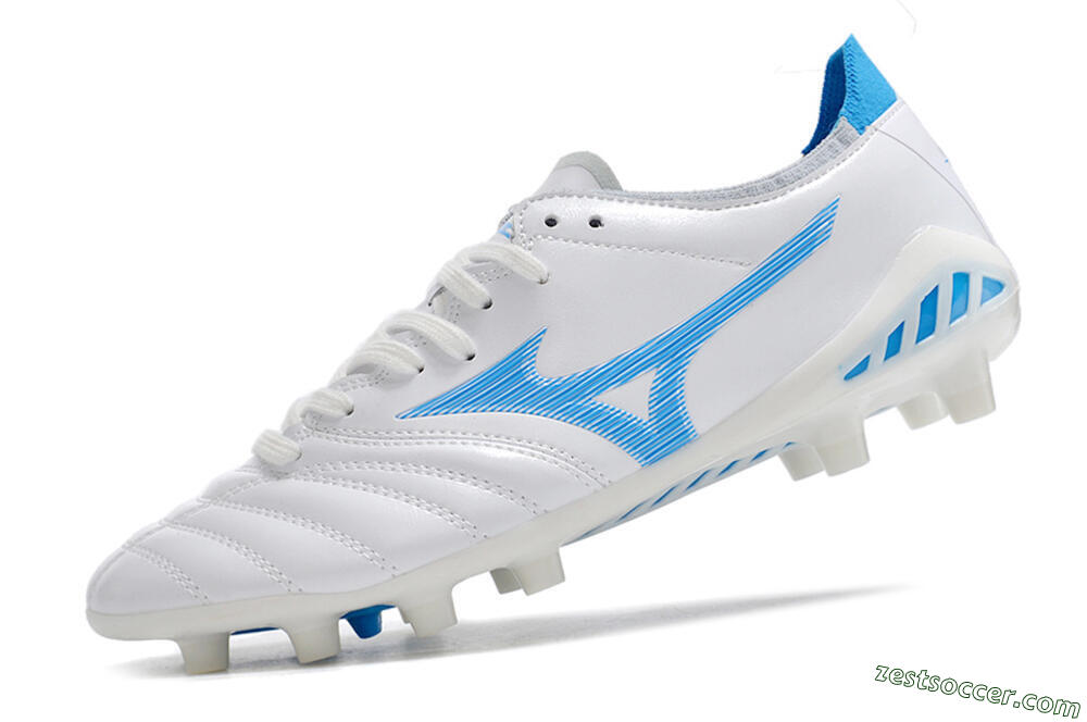 Mizuno Morelia Neo 3 Pro FG Low-Tops Soccer Cleats - White/Blue/White 5