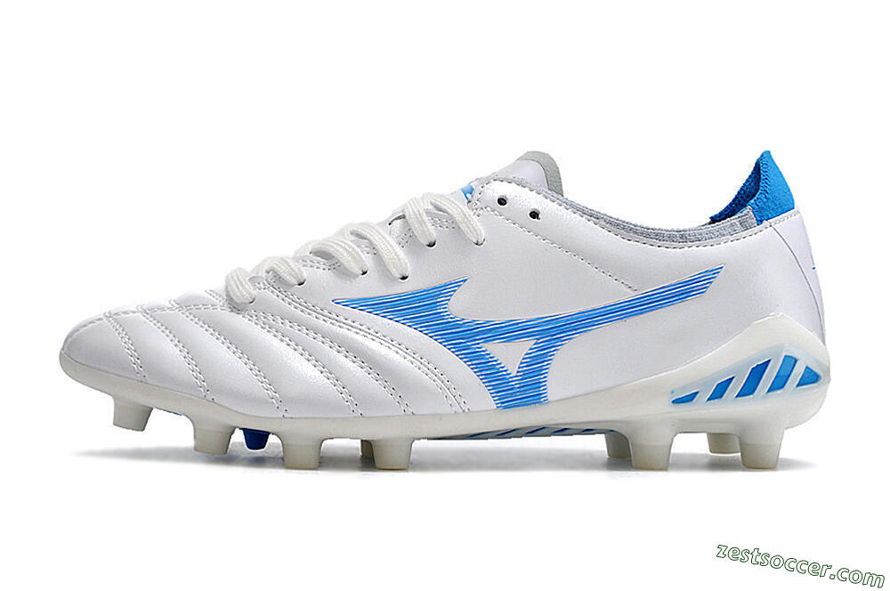 Mizuno Morelia Neo 3 Pro FG Low-Tops Soccer Cleats - White/Blue/White 2
