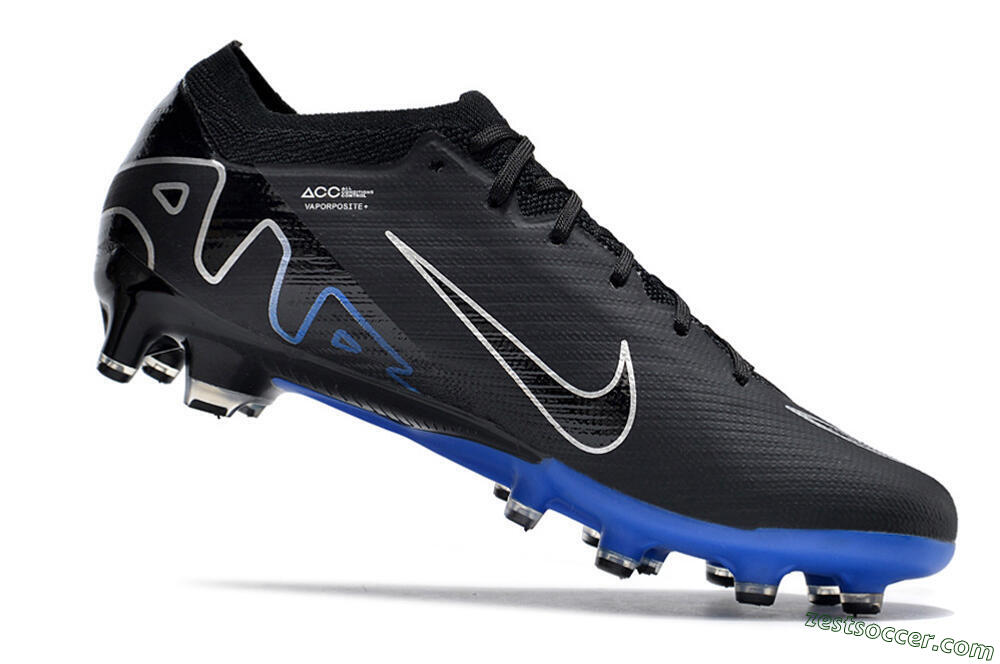 Nike Air Zoom Mercurial Vapor 15 Elite AG Low-Tops Soccer Cleats - Black/Blue/White 4