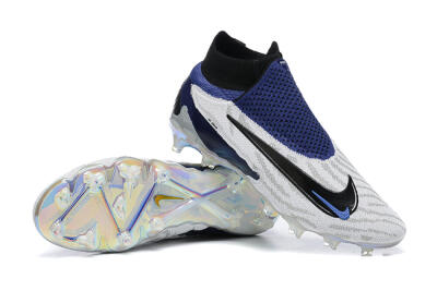 Nike Phantom GX Elite DF FG High-Tops Soccer Cleats - White/Black/Blue