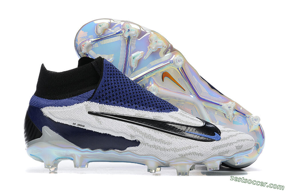 Nike Phantom GX Elite DF FG High-Tops Soccer Cleats - White/Black/Blue 0
