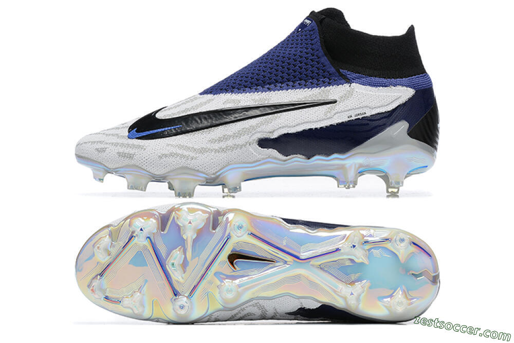 Nike Phantom GX Elite DF FG High-Tops Soccer Cleats - White/Black/Blue 1