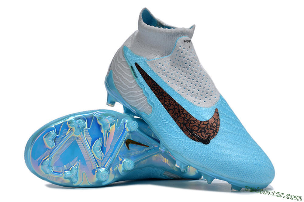 Nike Phantom GX Elite DF FG High-Tops Soccer Cleats - Blue/White/Black 3