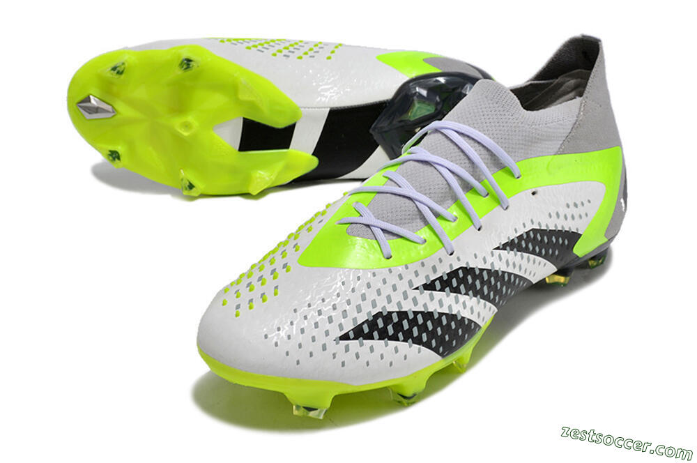 Adidas Predator Accuracy.1 FG High-Tops Soccer Cleats - White/Black/Green/Grey 3