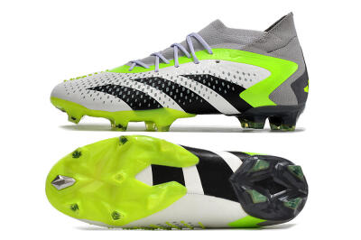 Adidas Predator Accuracy.1 FG High-Tops Soccer Cleats - White/Black/Green/Grey