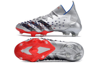Adidas Predator Freak.1 FG High-Tops Soccer Cleats - Sliver/Black/Red