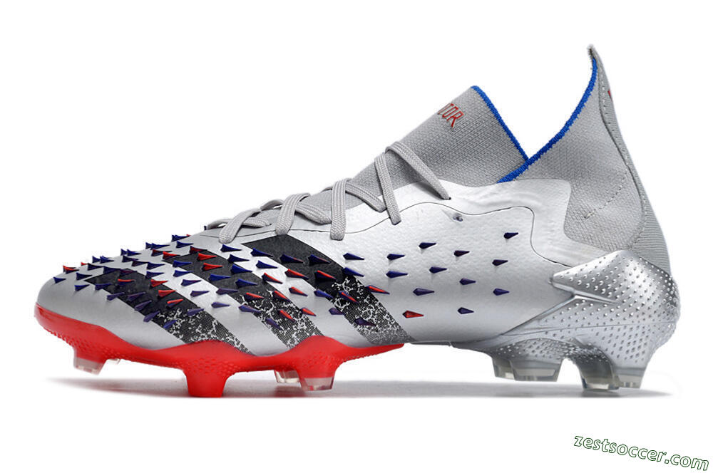 Adidas Predator Freak.1 FG High-Tops Soccer Cleats - Sliver/Black/Red 2