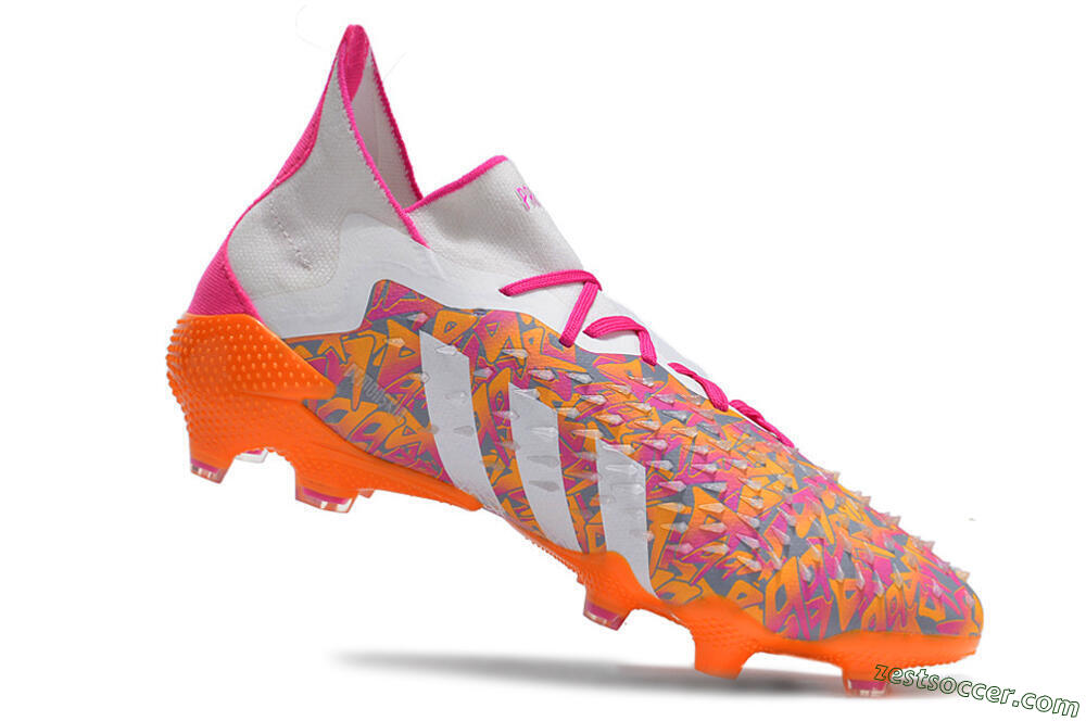 Adidas Predator Freak.1 FG High-Tops Soccer Cleats - White/Pink/Orange 4