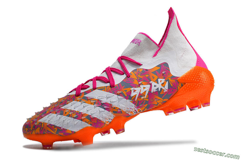 Adidas Predator Freak.1 FG High-Tops Soccer Cleats - White/Pink/Orange 5