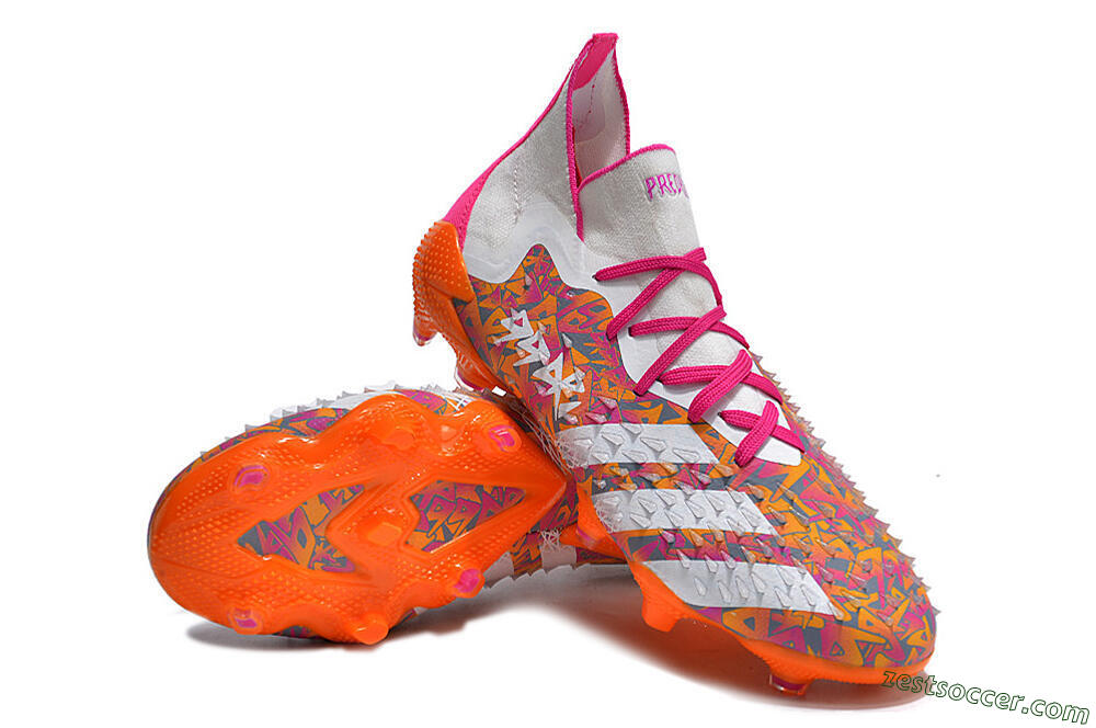 Adidas Predator Freak.1 FG High-Tops Soccer Cleats - White/Pink/Orange 3
