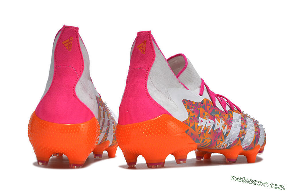 Adidas Predator Freak.1 FG High-Tops Soccer Cleats - White/Pink/Orange 6