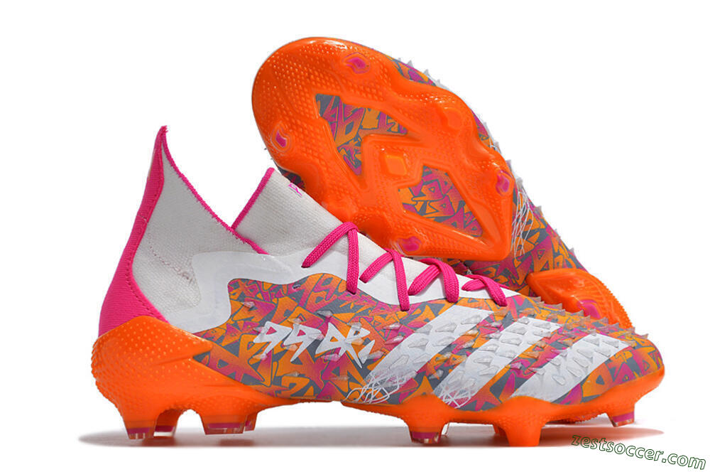 Adidas Predator Freak.1 FG High-Tops Soccer Cleats - White/Pink/Orange 0