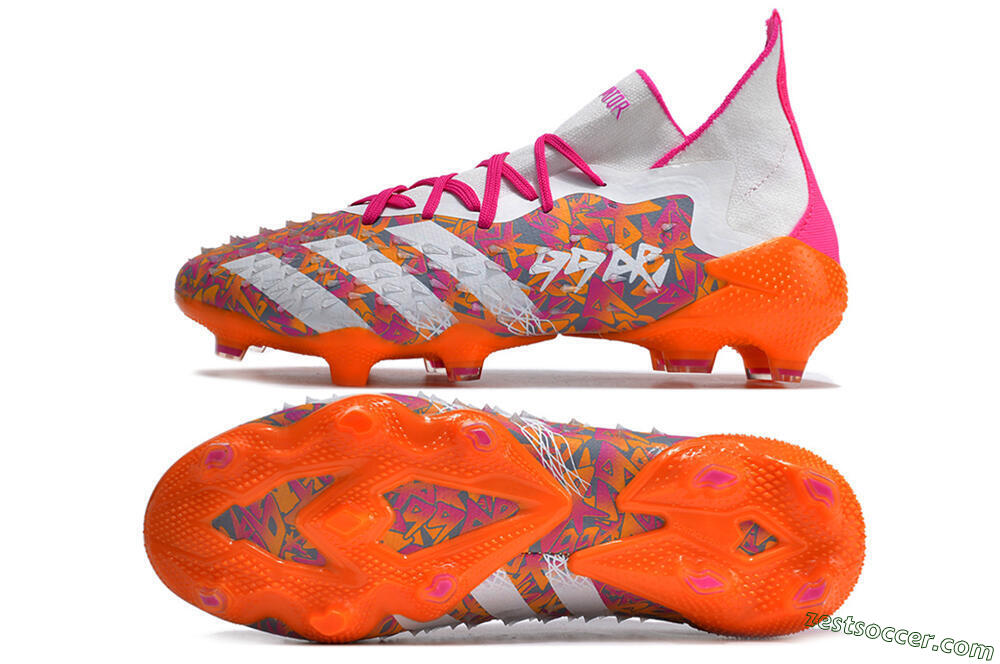 Adidas Predator Freak.1 FG High-Tops Soccer Cleats - White/Pink/Orange 1
