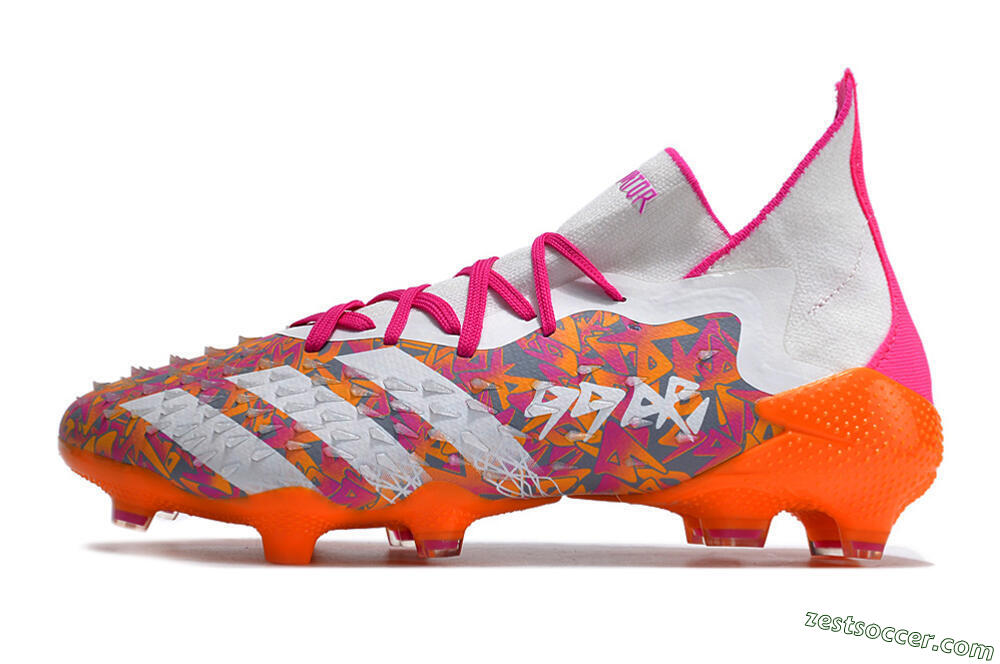 Adidas Predator Freak.1 FG High-Tops Soccer Cleats - White/Pink/Orange 2