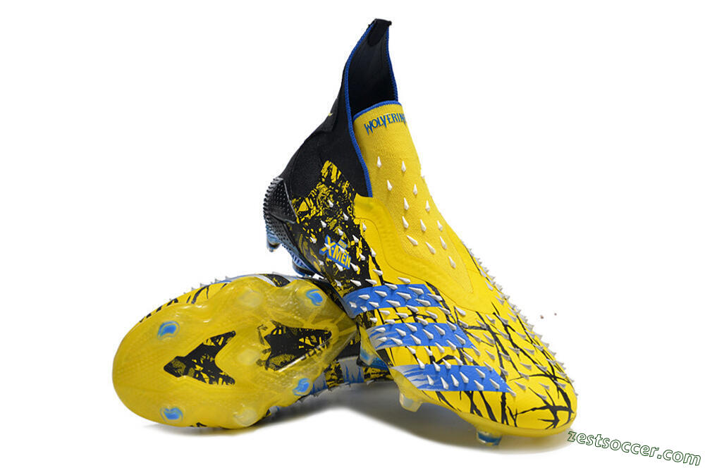 Adidas Predator Freak+ FG High-Tops Soccer Cleats - Yellow/Blue/Black 3
