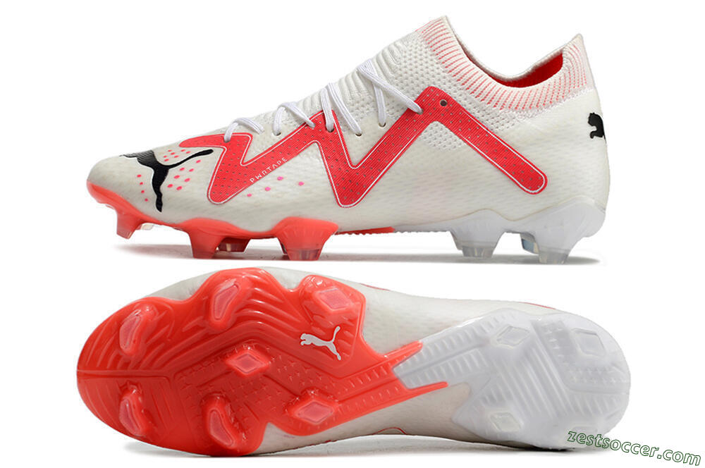 Puma Future Ultimate FG Low-Tops Soccer Cleats - White/Pink/Black 1