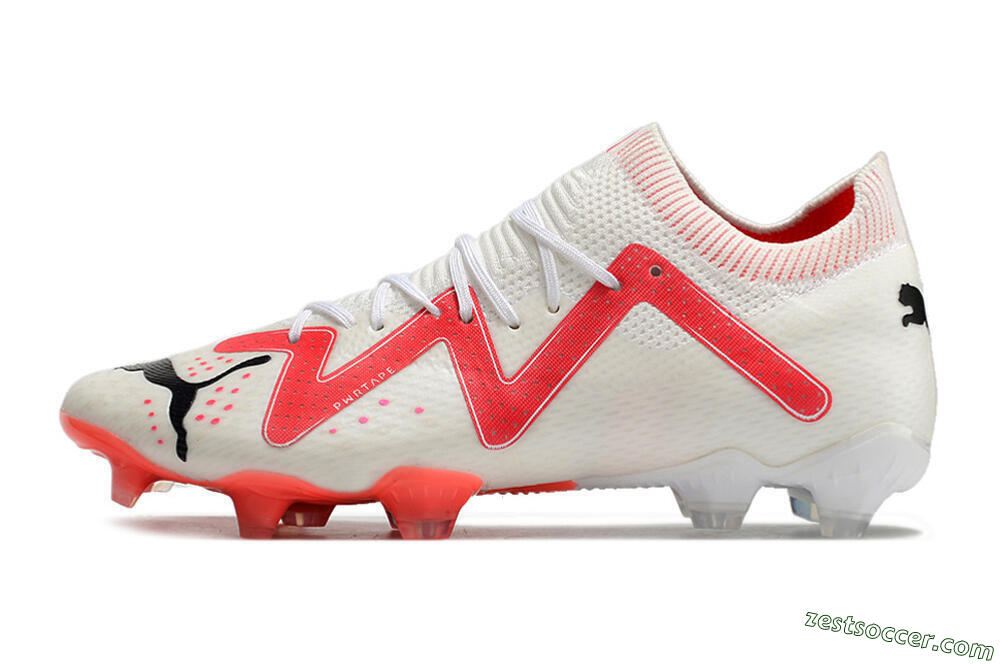 Puma Future Ultimate FG Low-Tops Soccer Cleats - White/Pink/Black 2
