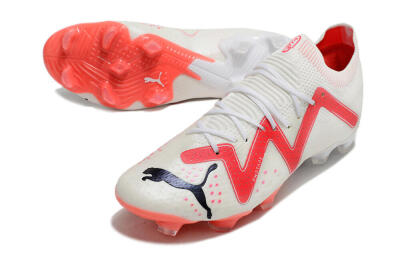 Puma Future Ultimate FG Low-Tops Soccer Cleats - White/Pink/Black
