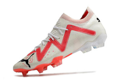 Puma Future Ultimate FG Low-Tops Soccer Cleats - White/Pink/Black