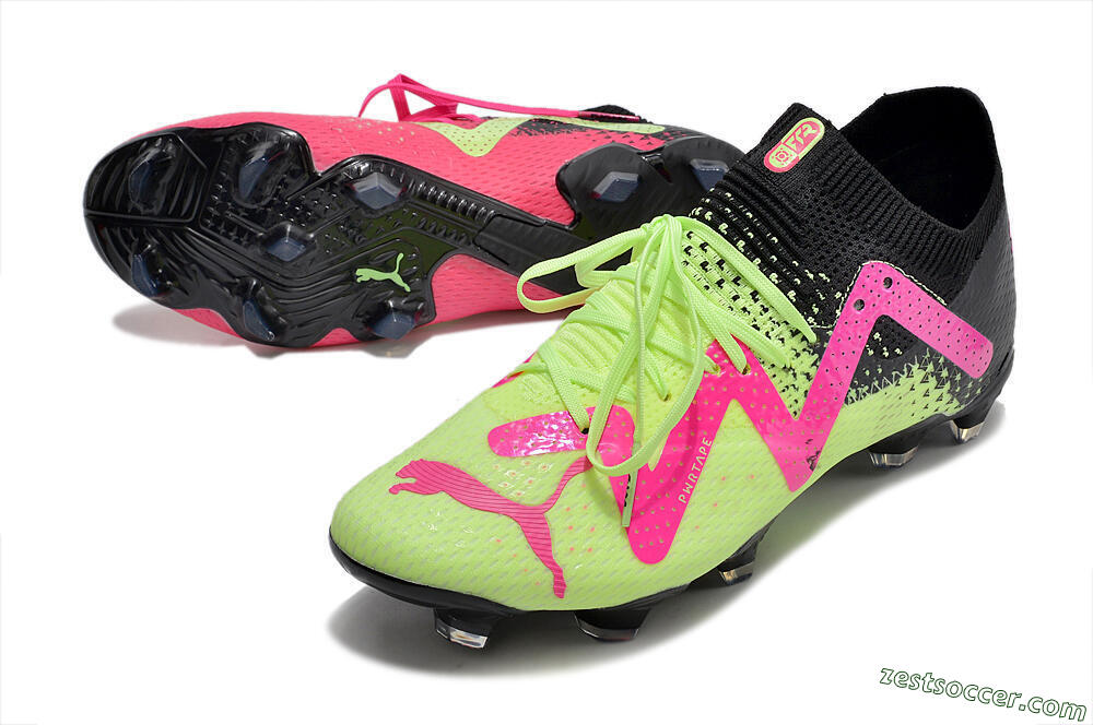 Puma Future Ultimate FG Low-Tops Soccer Cleats - Green/Pink/Black 3