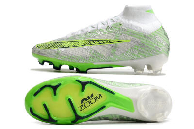 Nike Air Zoom Mercurial Superfly 9 Elite FG High-Tops Soccer Cleats - White/Green