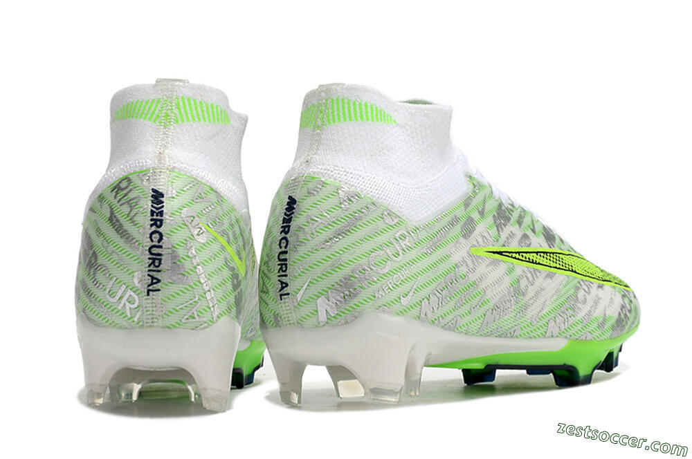Nike Air Zoom Mercurial Superfly 9 Elite FG High-Tops Soccer Cleats - White/Green 6