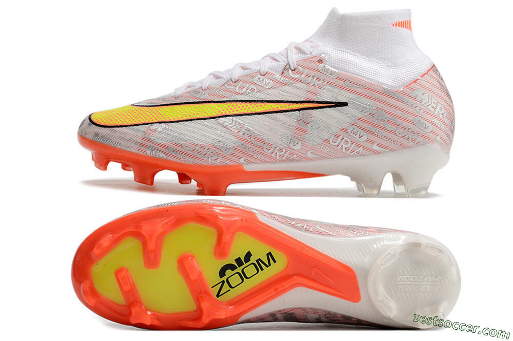 Nike Air Zoom Mercurial Superfly 9 Elite FG High-Tops Soccer Cleats - White/Orange/Sliver 1