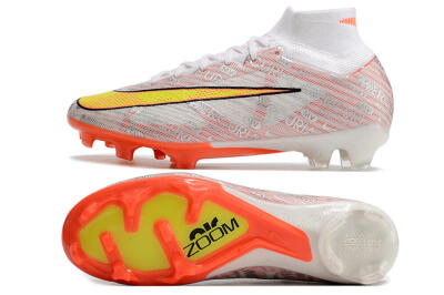 Nike Air Zoom Mercurial Superfly 9 Elite FG High-Tops Soccer Cleats - White/Orange/Sliver