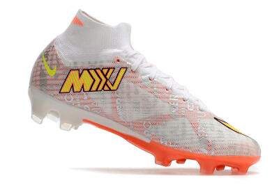Nike Air Zoom Mercurial Superfly 9 Elite FG High-Tops Soccer Cleats - White/Orange/Sliver