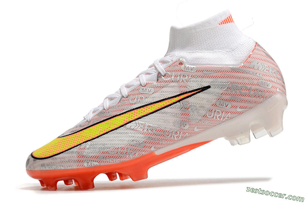 Nike Air Zoom Mercurial Superfly 9 Elite FG High-Tops Soccer Cleats - White/Orange/Sliver 5