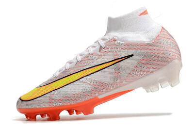 Nike Air Zoom Mercurial Superfly 9 Elite FG High-Tops Soccer Cleats - White/Orange/Sliver