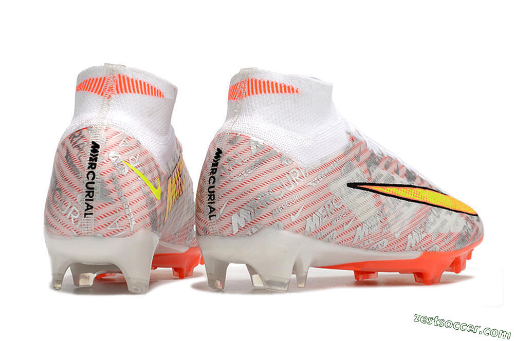 Nike Air Zoom Mercurial Superfly 9 Elite FG High-Tops Soccer Cleats - White/Orange/Sliver 6