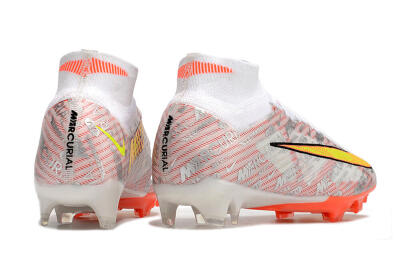 Nike Air Zoom Mercurial Superfly 9 Elite FG High-Tops Soccer Cleats - White/Orange/Sliver