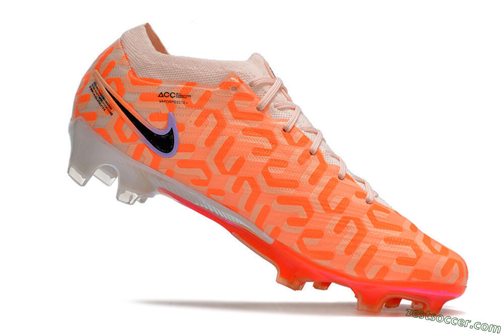Nike Air Zoom Mercurial Vapor 15 Elite FG Low-Tops Soccer Cleats - Orange/Black/Purple 4